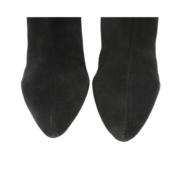 ZARA New Black Genuine Split Suede Studded Heeled Ankle Boots Women 9 EU 40 - Picture 5 of 10